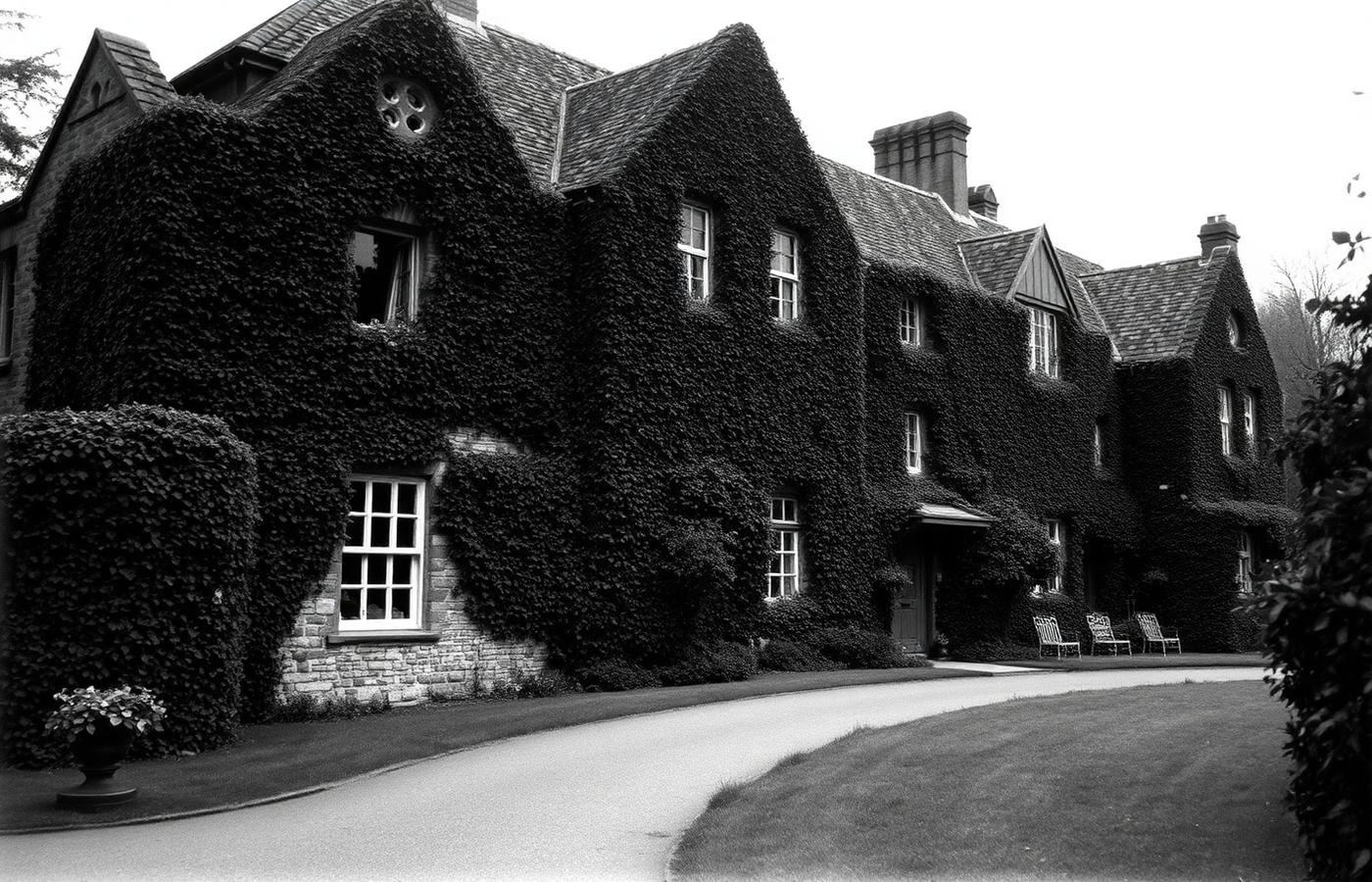 An ivy-covered English country house